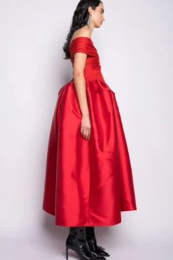 Outlet Marques ' Almeida OFF SHOULDER FULL SKIRT DRESS RED