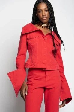 Discount Marques ' Almeida OFF-SHOULDER COLLAR JACKET RED