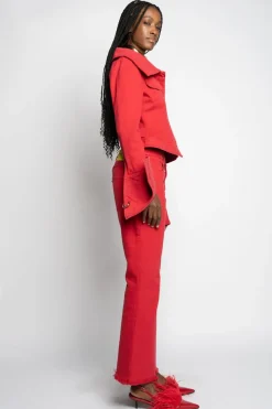 Discount Marques ' Almeida OFF-SHOULDER COLLAR JACKET RED