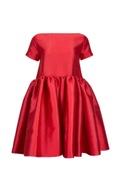 Marques ' Almeida SHORT CAP SLEEVE PUFF DRESS RED
