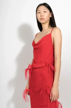 Discount Marques ' Almeida SLIP TOP WITH FEATHERS RED