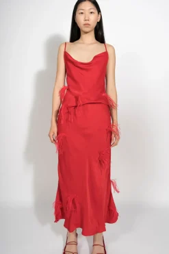 Discount Marques ' Almeida SLIP TOP WITH FEATHERS RED