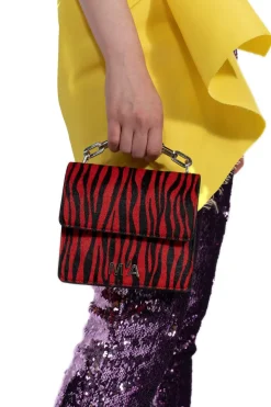 Clearance Marques ' Almeida TIGER PRINT MINI CHAIN M'A BAG RED