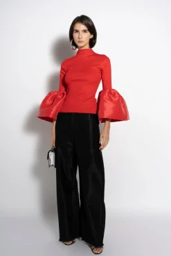 Discount Marques ' Almeida TURTLENECK PUFF SLEEVE TOP RED