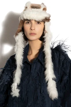 Marques ' Almeida ROSE GOLD LEATHER EAR COVER HAT ROSEGOLD