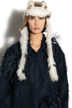 Marques ' Almeida ROSE GOLD LEATHER EAR COVER HAT ROSEGOLD