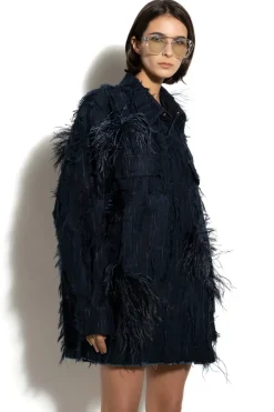 Hot Marques ' Almeida SHREDDED INDIGO DENIM OVERSHIRT NAVY