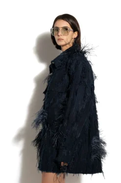 Hot Marques ' Almeida SHREDDED INDIGO DENIM OVERSHIRT NAVY