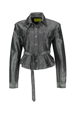 New Marques ' Almeida DENIM BELTED JACKET AND VEST SILVER
