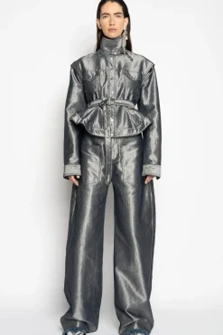 Online Marques ' Almeida DENIM PATCH POCKET BOYFRIEND JEANS SILVER