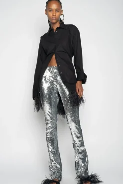 Marques ' Almeida SEQUINS BOOTCUT TROUSERS SILVER