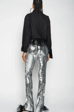 Marques ' Almeida SEQUINS BOOTCUT TROUSERS SILVER