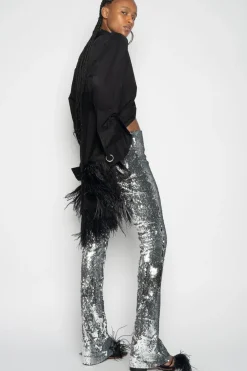 Marques ' Almeida SEQUINS BOOTCUT TROUSERS SILVER
