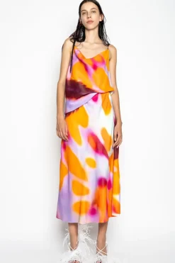 Hot Marques ' Almeida SLIP PRINTED SATIN SKIRT MULTICOLOUR