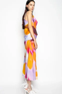 Hot Marques ' Almeida SLIP PRINTED SATIN SKIRT MULTICOLOUR