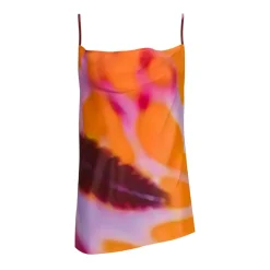 Hot Marques ' Almeida SLIP PRINTED SATIN SPAGHETTI STRAP TOP MULTICOLOUR