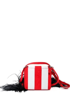 Best Marques ' Almeida STRIPED WALLET BAG WITH FEATHER STRAP MULTICOLOUR