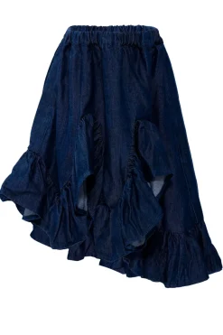 Marques ' Almeida TENCEL RUFFLE SKIRT NAVY