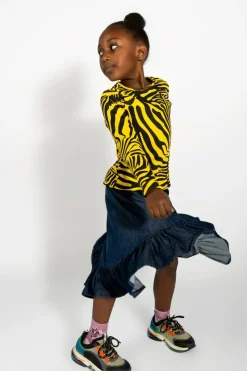 Marques ' Almeida TENCEL RUFFLE SKIRT NAVY