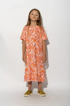 Hot Marques ' Almeida TERRY WAVY PRINT GATHERED DRESS MULTICOLOUR