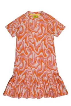Hot Marques ' Almeida TERRY WAVY PRINT GATHERED DRESS MULTICOLOUR