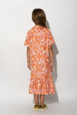 Hot Marques ' Almeida TERRY WAVY PRINT GATHERED DRESS MULTICOLOUR