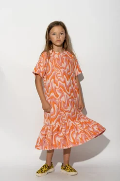 Hot Marques ' Almeida TERRY WAVY PRINT GATHERED DRESS MULTICOLOUR