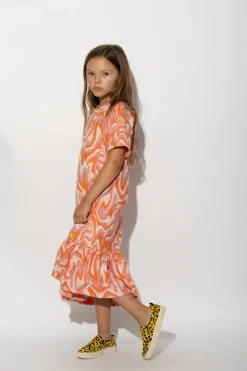 Hot Marques ' Almeida TERRY WAVY PRINT GATHERED DRESS MULTICOLOUR