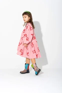 Hot Marques ' Almeida THUNDER PRINT GATHERED DRESS PINK