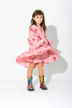 Hot Marques ' Almeida THUNDER PRINT GATHERED DRESS PINK