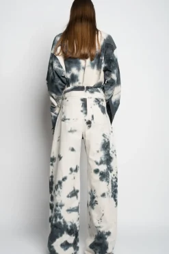 Marques ' Almeida TIE DYE BLACK BOYFRIEND TROUSERS BLACKWHITE