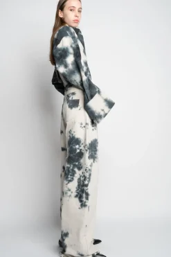 Marques ' Almeida TIE DYE BLACK BOYFRIEND TROUSERS BLACKWHITE