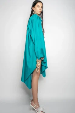 Marques ' Almeida ASYMMETRIC OVERSIZE SHIRT DRESS TURQUOISE
