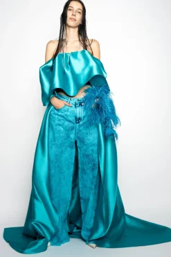 New Marques ' Almeida DENIM BOYFRIENDS TROUSERS TURQUOISE