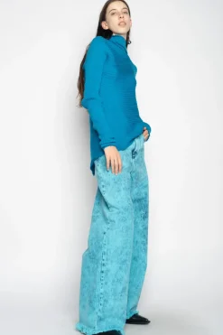 Best Marques ' Almeida TURQUOISE DRAPED JUMPER IN MERINO KNIT BLUE