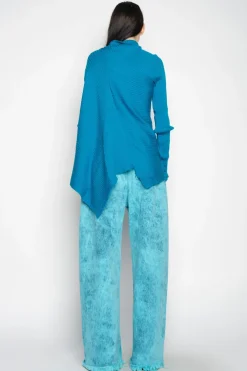 Best Marques ' Almeida TURQUOISE DRAPED JUMPER IN MERINO KNIT BLUE
