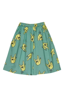 Clearance Marques ' Almeida HANDS PRINT GATHERED SKIRT TURQUOISE