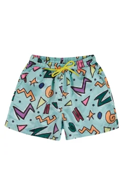 Clearance Marques ' Almeida SQUIGGLE PRINT SWIM SHORT TURQUOISE