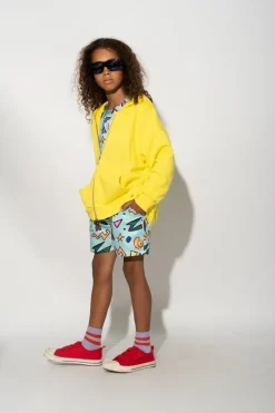 Clearance Marques ' Almeida SQUIGGLE PRINT SWIM SHORT TURQUOISE