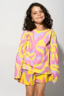 Best Marques ' Almeida WAVY PRINT LONG SLEEVE TOP MULTICOLOUR