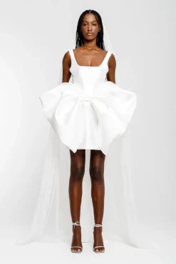 Discount Marques ' Almeida BIG BOW MINI DRESS WHITE