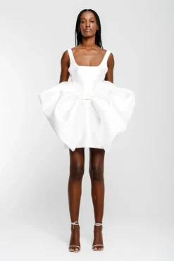 Discount Marques ' Almeida BIG BOW MINI DRESS WHITE