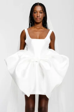 Discount Marques ' Almeida BIG BOW MINI DRESS WHITE