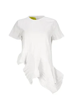 Clearance Marques ' Almeida CAP SLEEVE PLISSE T-SHIRT WHITE