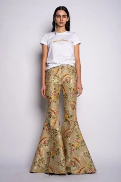 Clearance Marques ' Almeida CAP SLEEVE T-SHIRT WITH GOLD LOGO WHITE