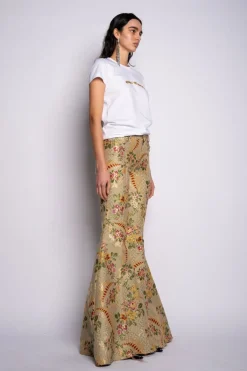 Clearance Marques ' Almeida CAP SLEEVE T-SHIRT WITH GOLD LOGO WHITE