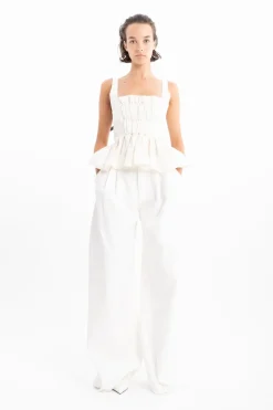 Clearance Marques ' Almeida DENIM PLEATED TROUSERS WHITE