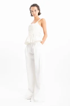 Clearance Marques ' Almeida DENIM PLEATED TROUSERS WHITE