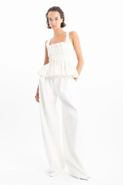 Clearance Marques ' Almeida DENIM PLEATED TROUSERS WHITE