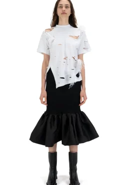 Best Marques ' Almeida DISTRESSED T-SHIRT WITH FEATHERS WHITE